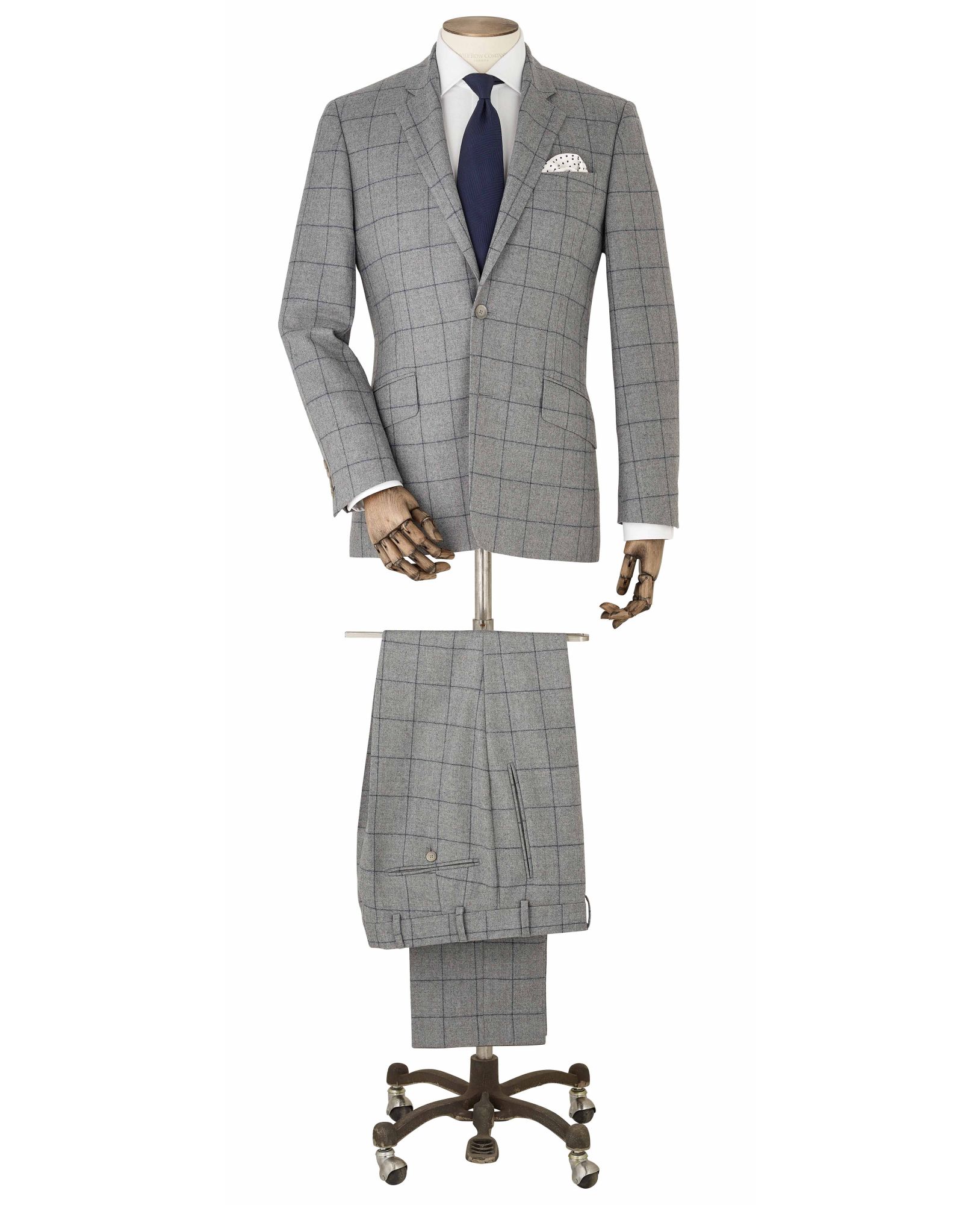 Grey Navy Check Wool Suit