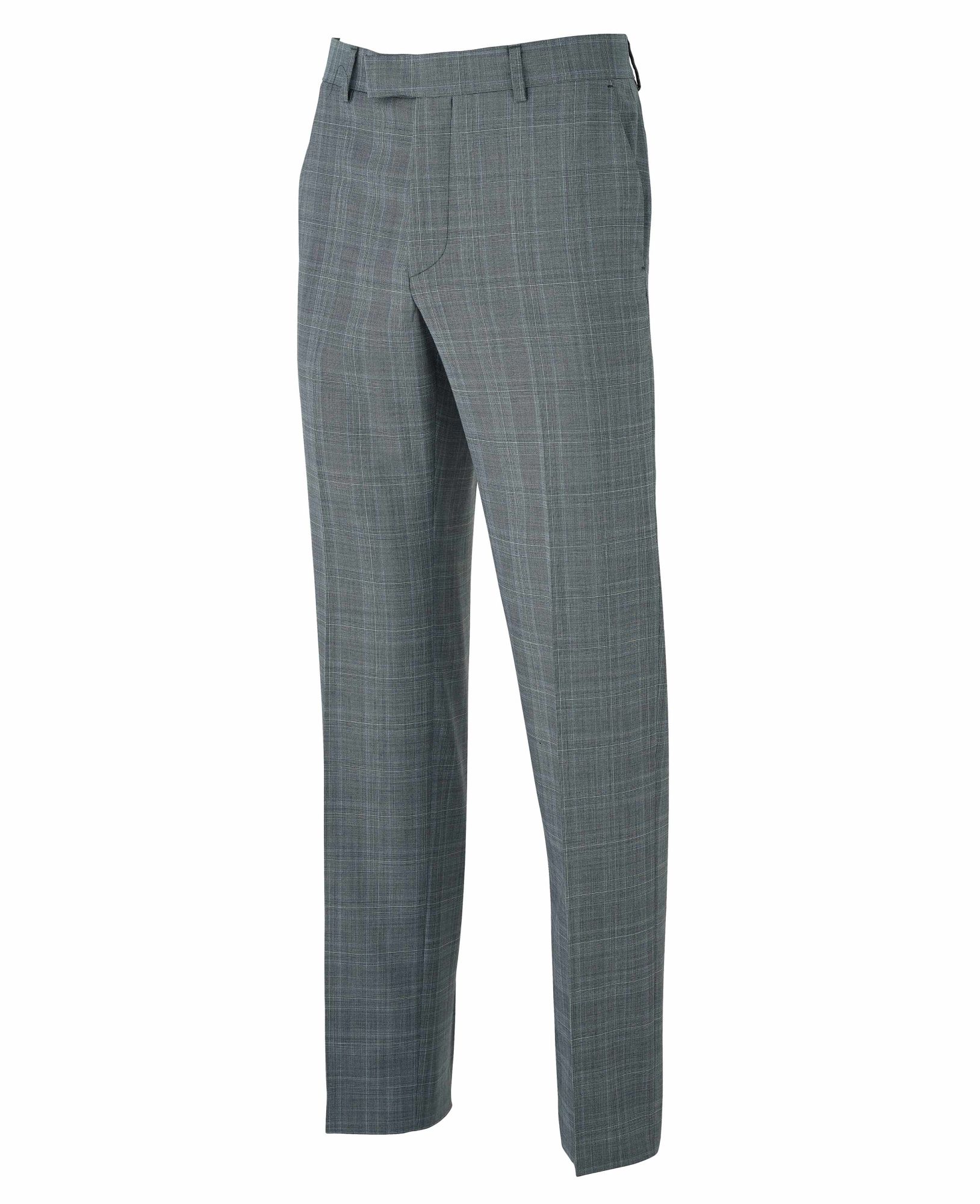 Grey Windowpane Check Tailored Suit Trousers 42