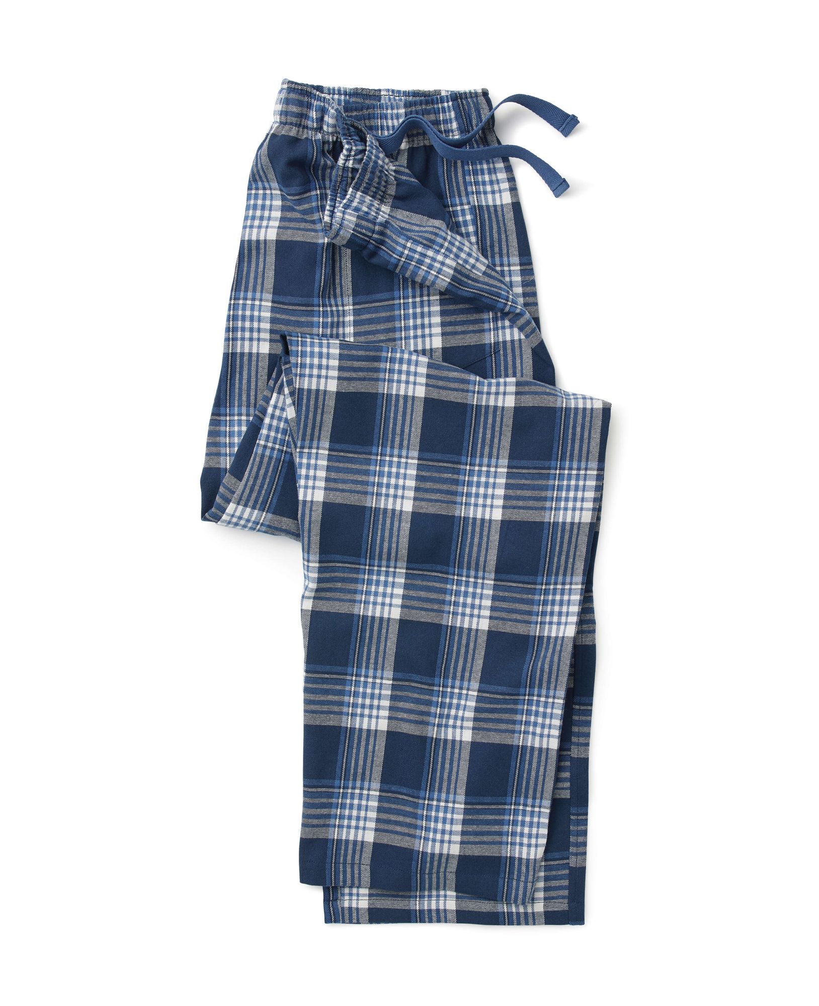 navy blue white check brushed cotton lounge pants l
