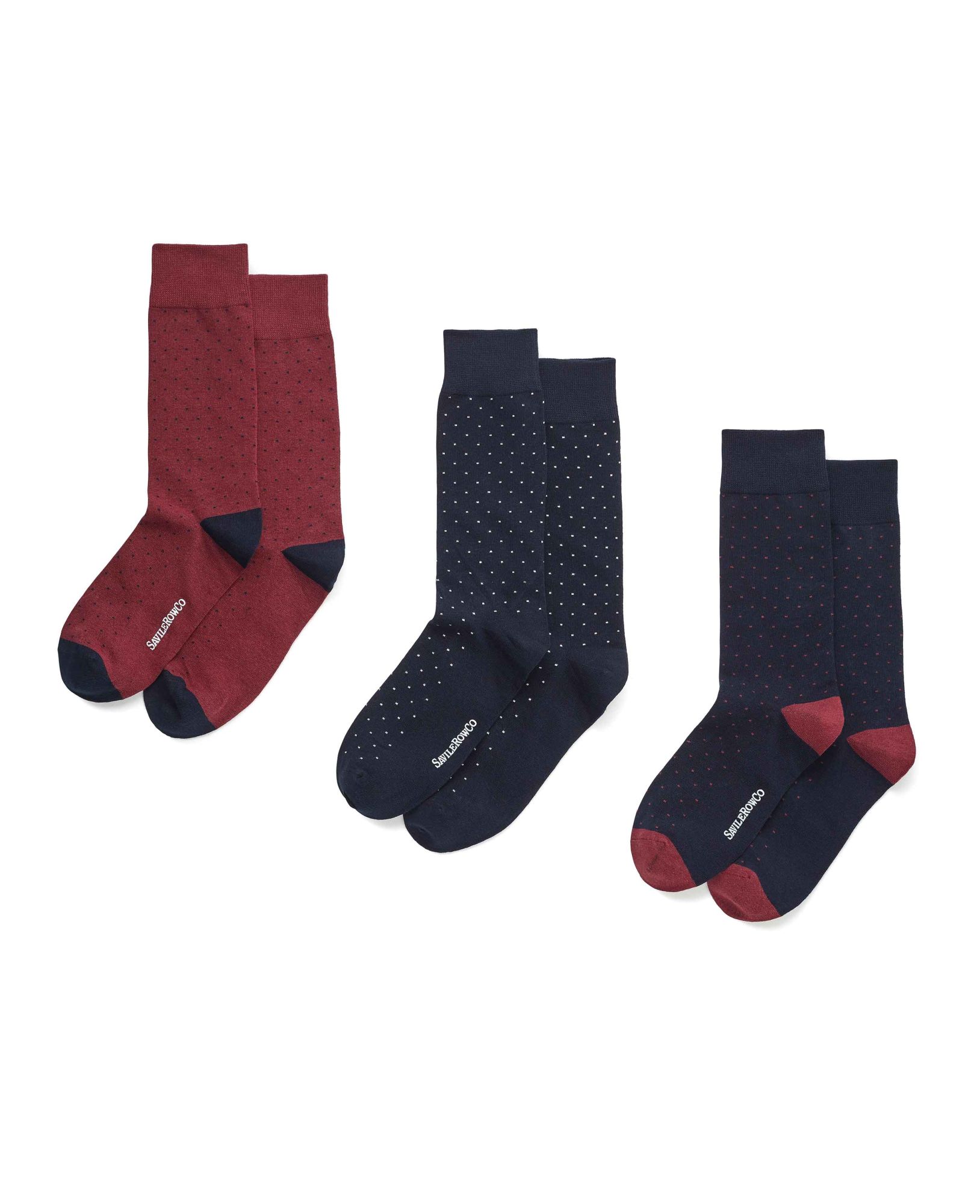 Image of Spotted Combed Cotton-Blend Three Pack Assorted Socks 39/42