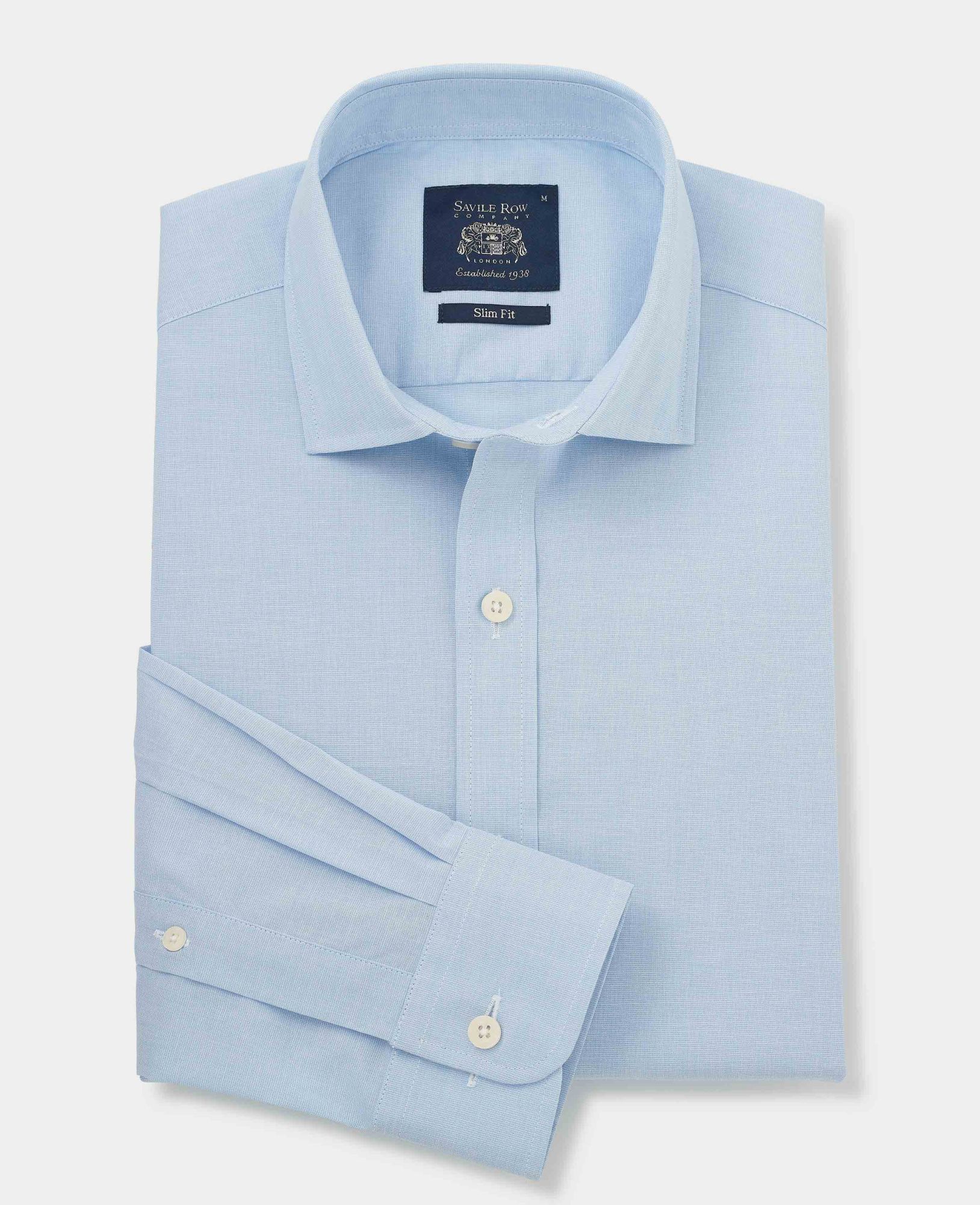 Light Blue Stretch Cotton Smart Casual Shirt S Standard