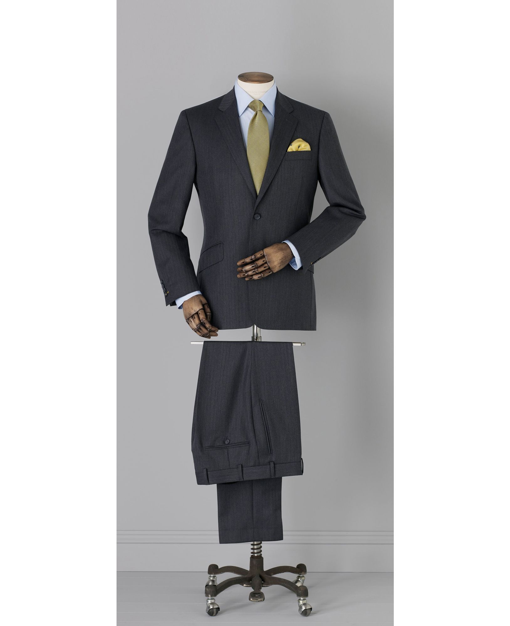 Limited Edition Grey Herringbone Tailored Business Suit by Savile Row Company