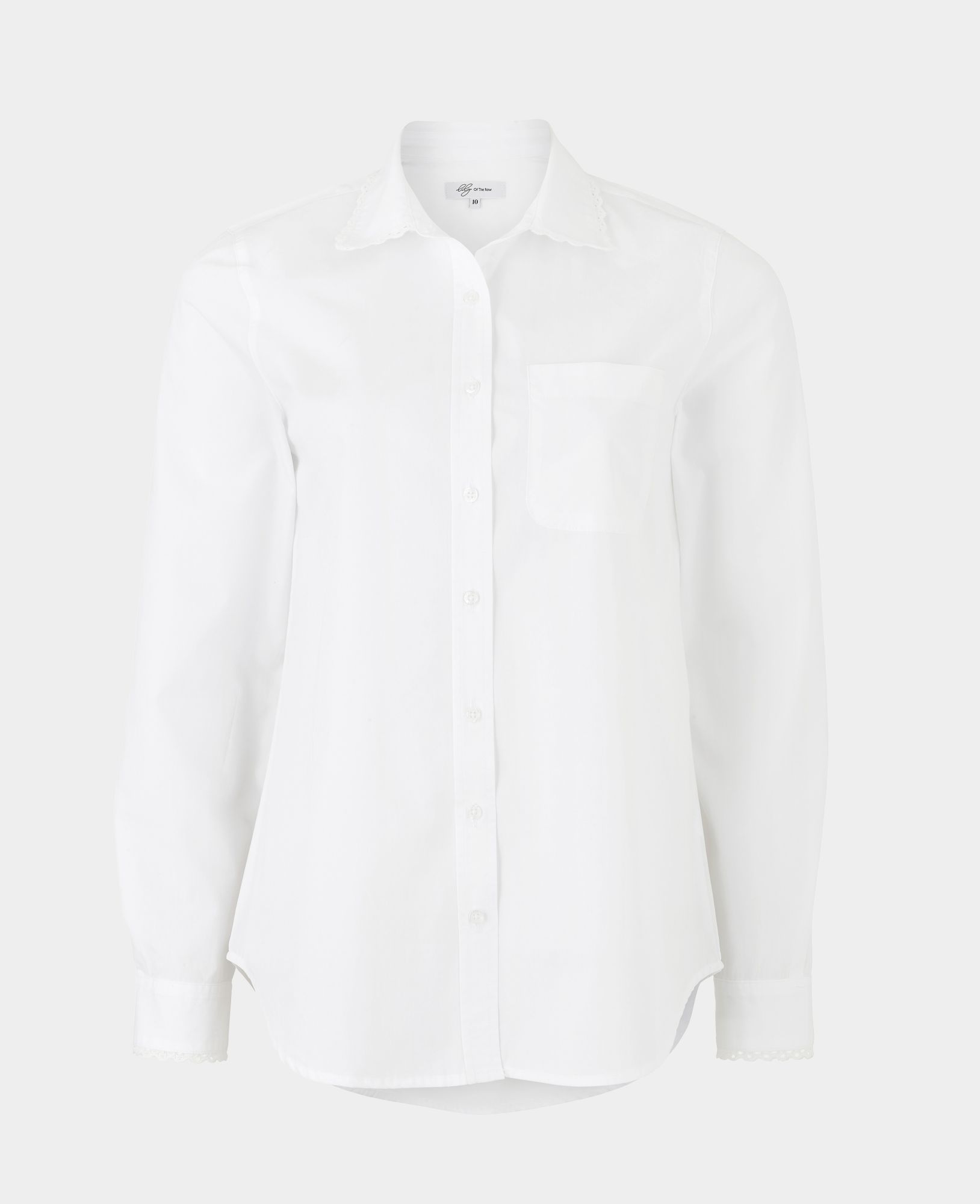Women'S White Semi-Fitted Shirt With Lace Detail 14