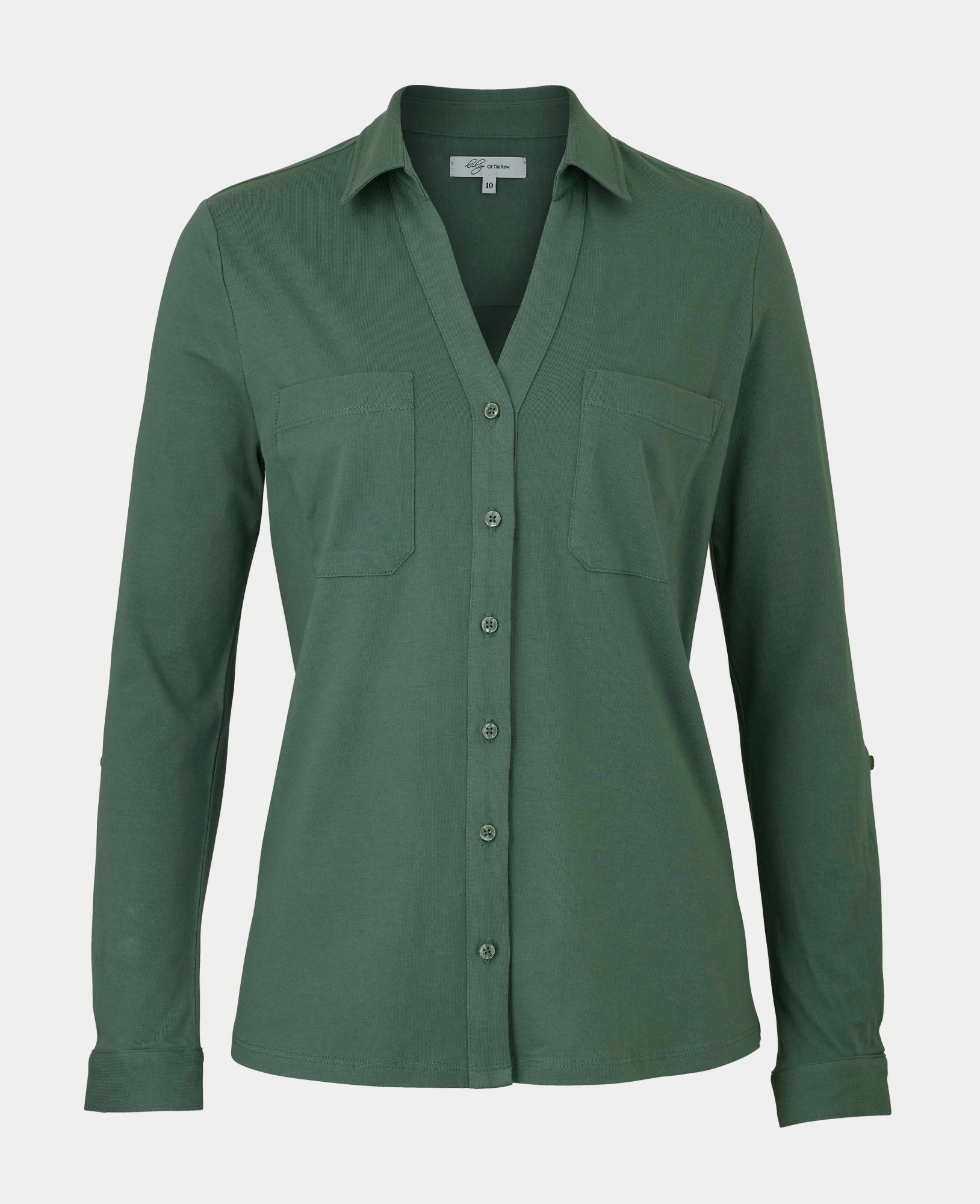 Women's Green Cotton Jersey Semi-Fitted Shirt 10