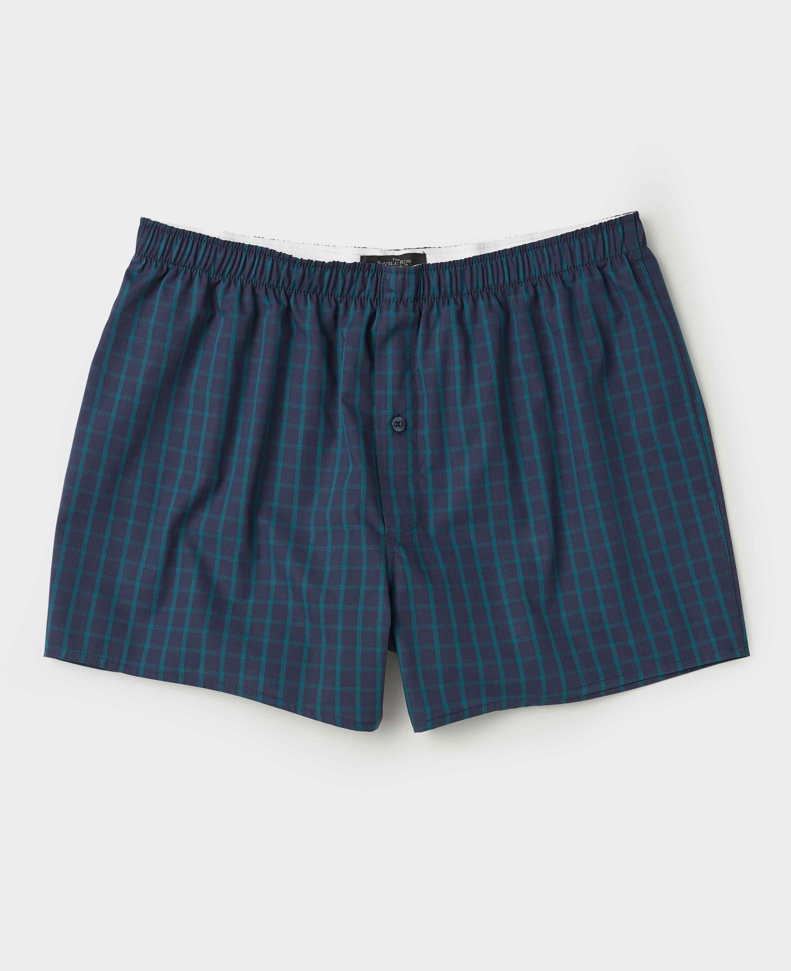 Navy Green Check Boxer Shorts XL