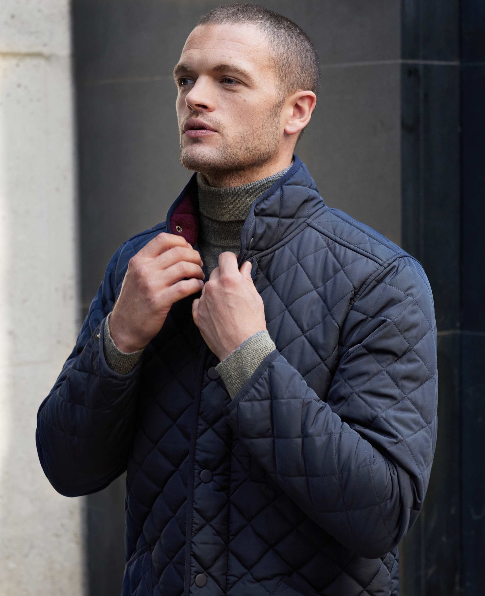 Navy Quilted Jacket S