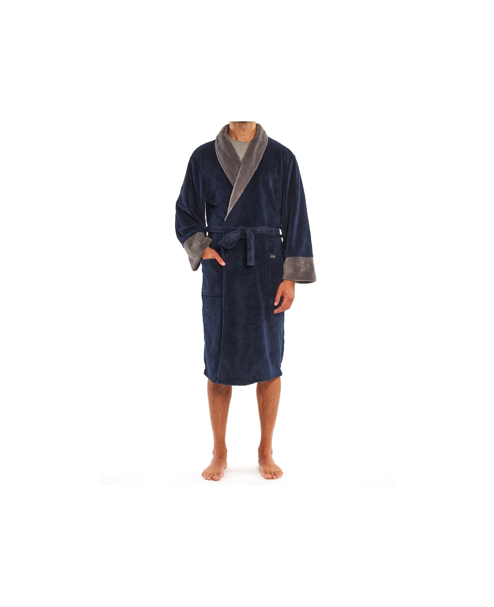 Navy Grey Super Soft Dressing Gown S