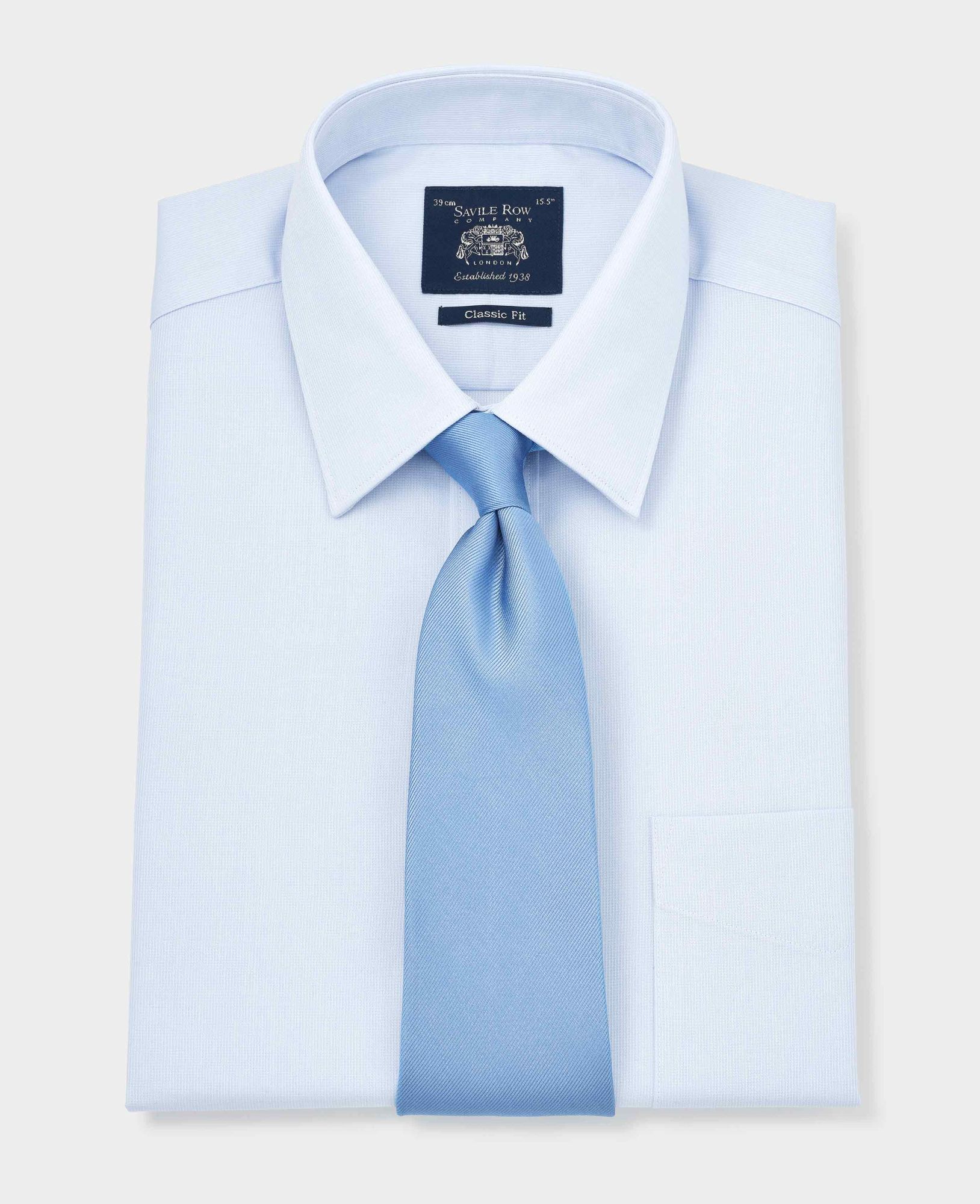 Sky Blue Cotton Classic Fit Shirt - Single Cuff 16