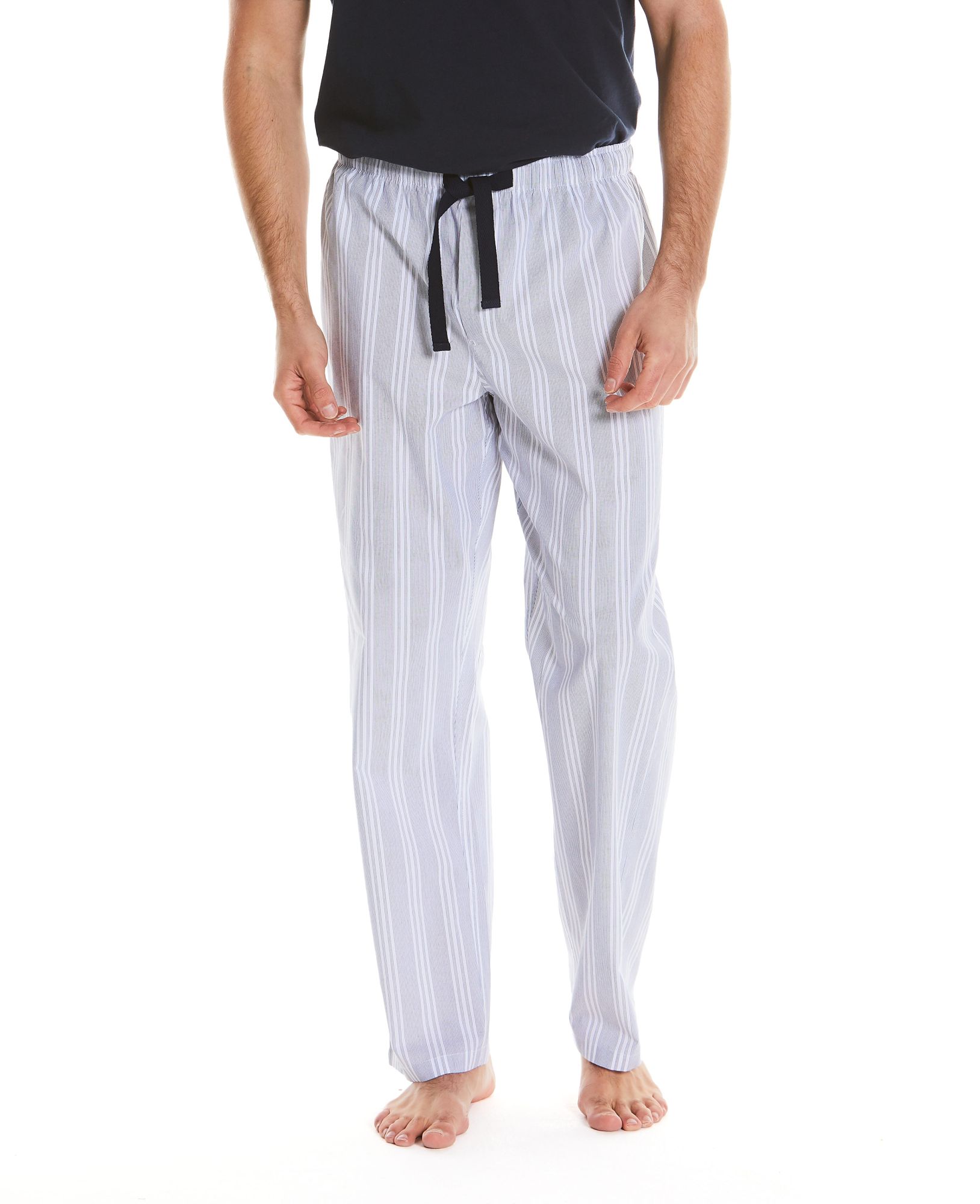 Navy White Fine Stripe Lounge Pants L