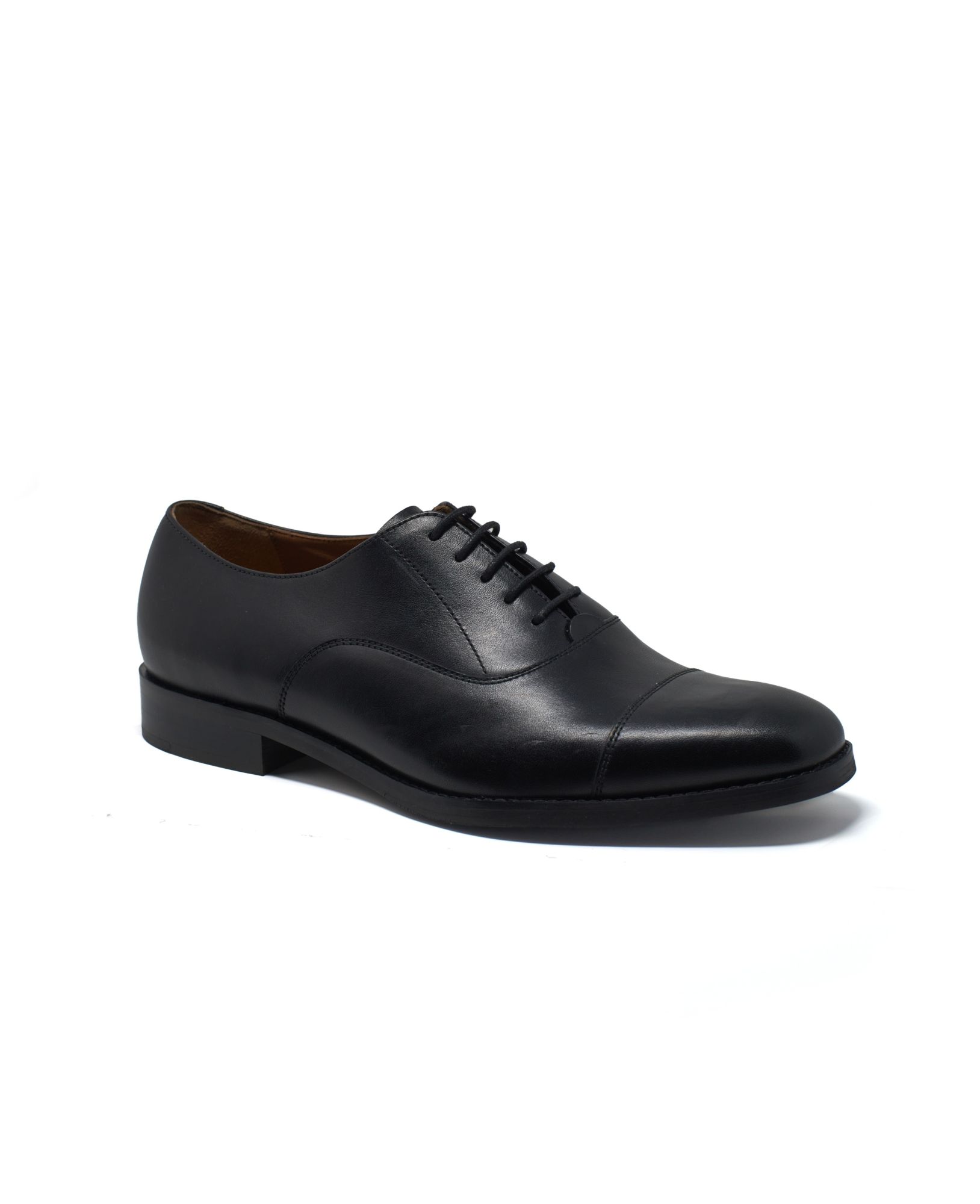 Black Leather Toe Cap Oxford Shoes 9