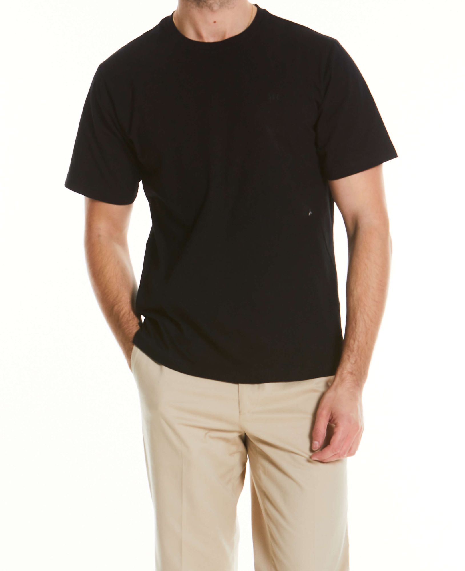 Black Cotton Jersey Crew Neck T-Shirt L