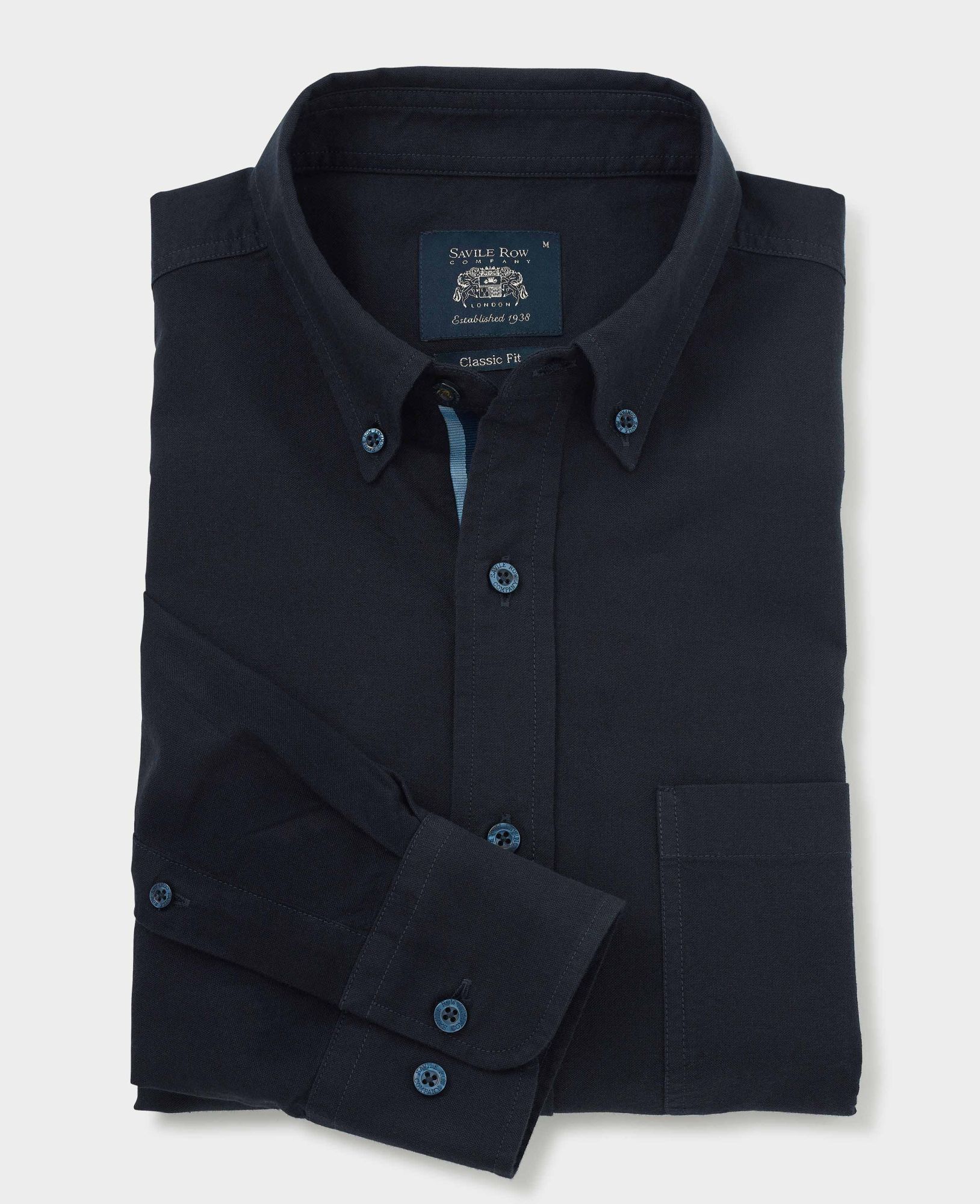 Navy Button-Down Oxford Shirt - Stripe Contrast Detail XXXL Standard