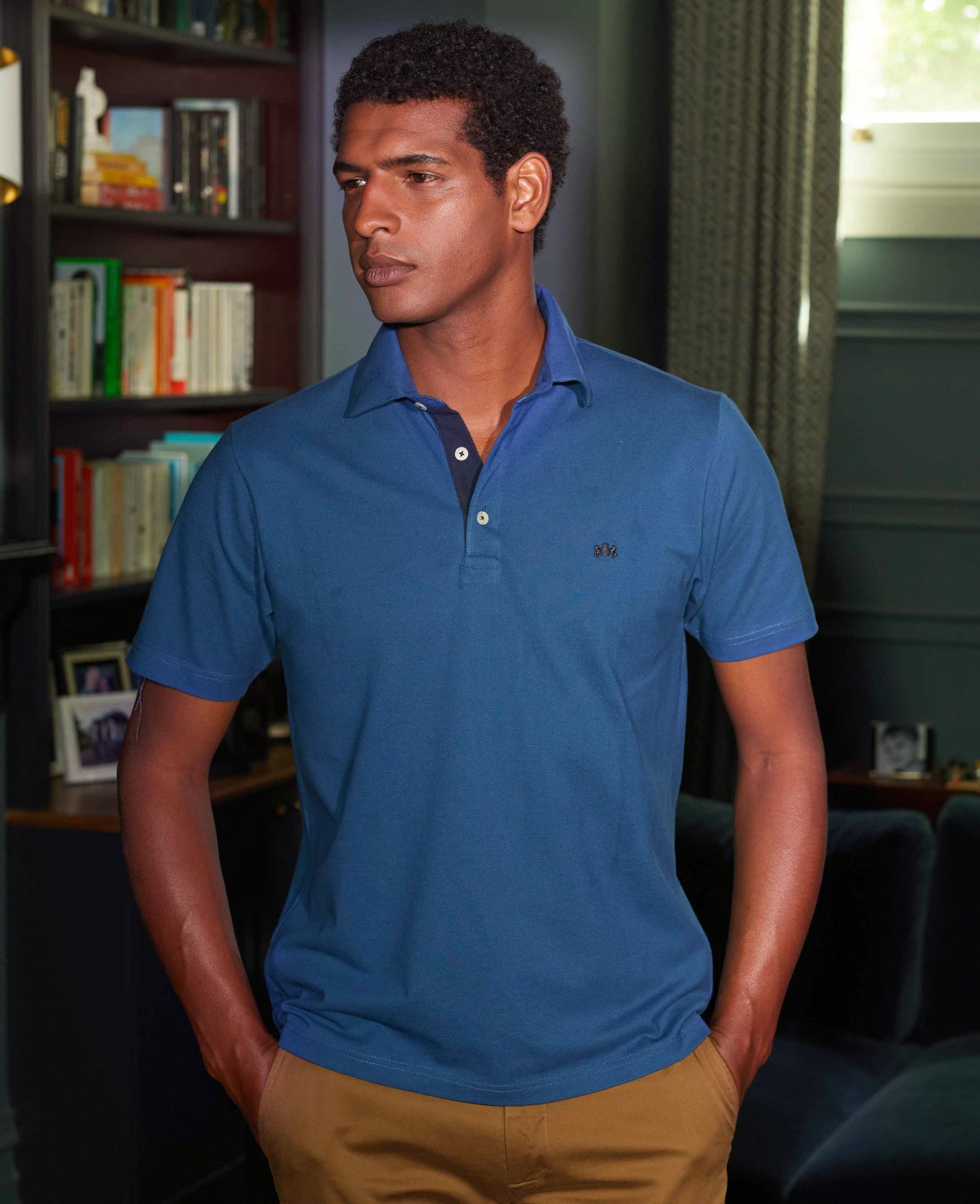 Denim Blue Short Sleeve Polo Shirt M