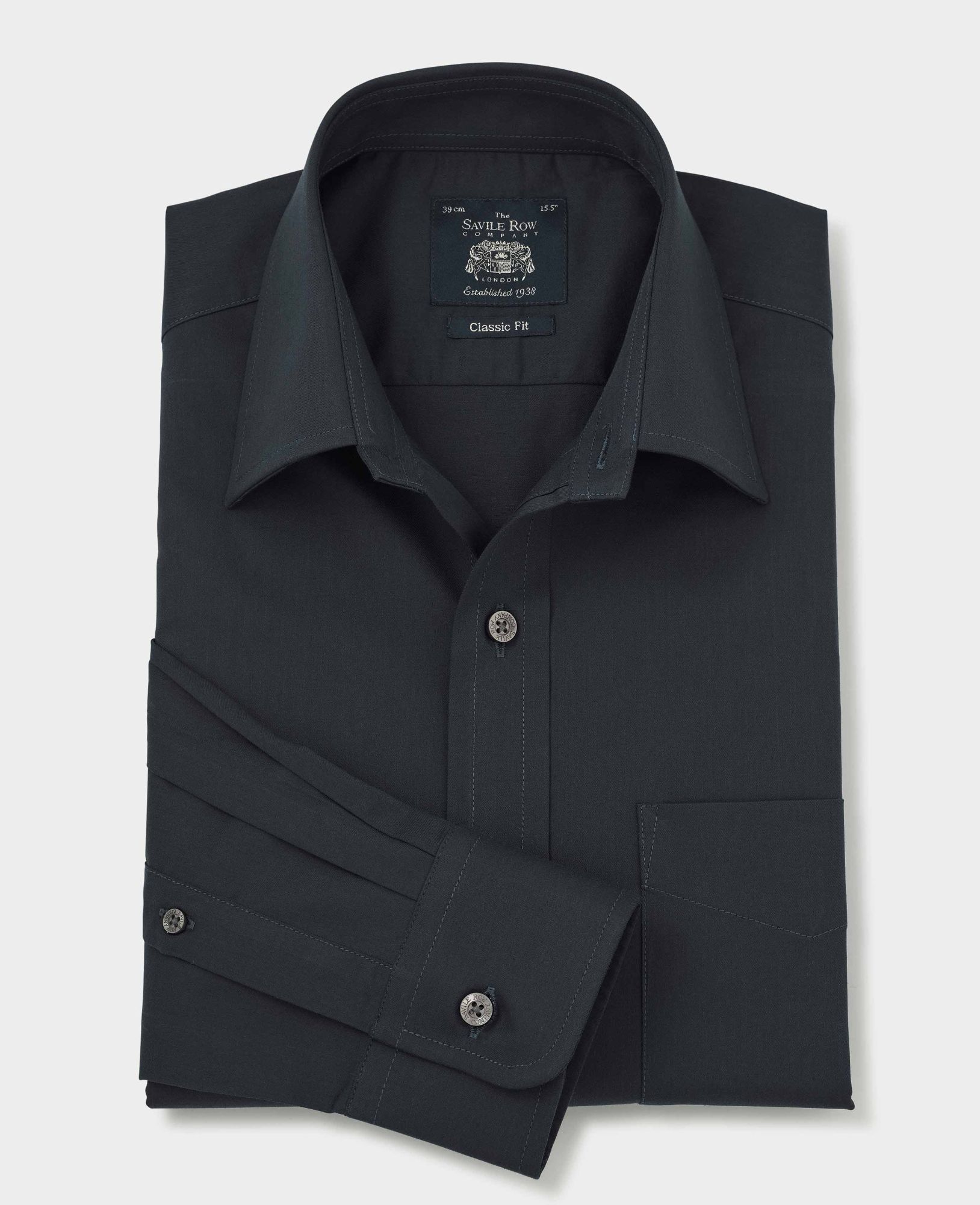 Navy Fine Twill Classic Fit Shirt - Single Cuff 15 1/2