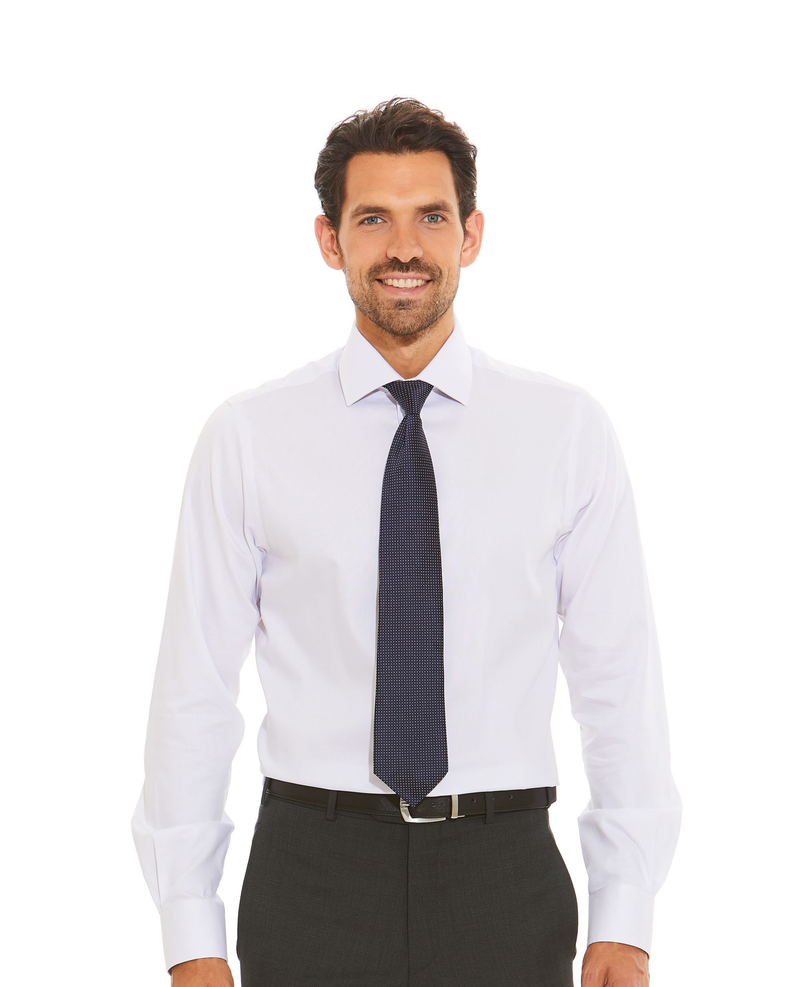 Pale Grey Dobby Slim Fit Shirt - Single Cuff 17