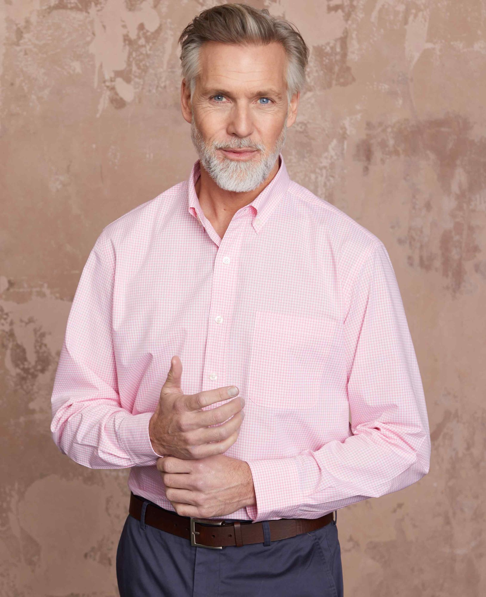 Pink Gingham Check Classic Fit Button-Down Shirt M Standard