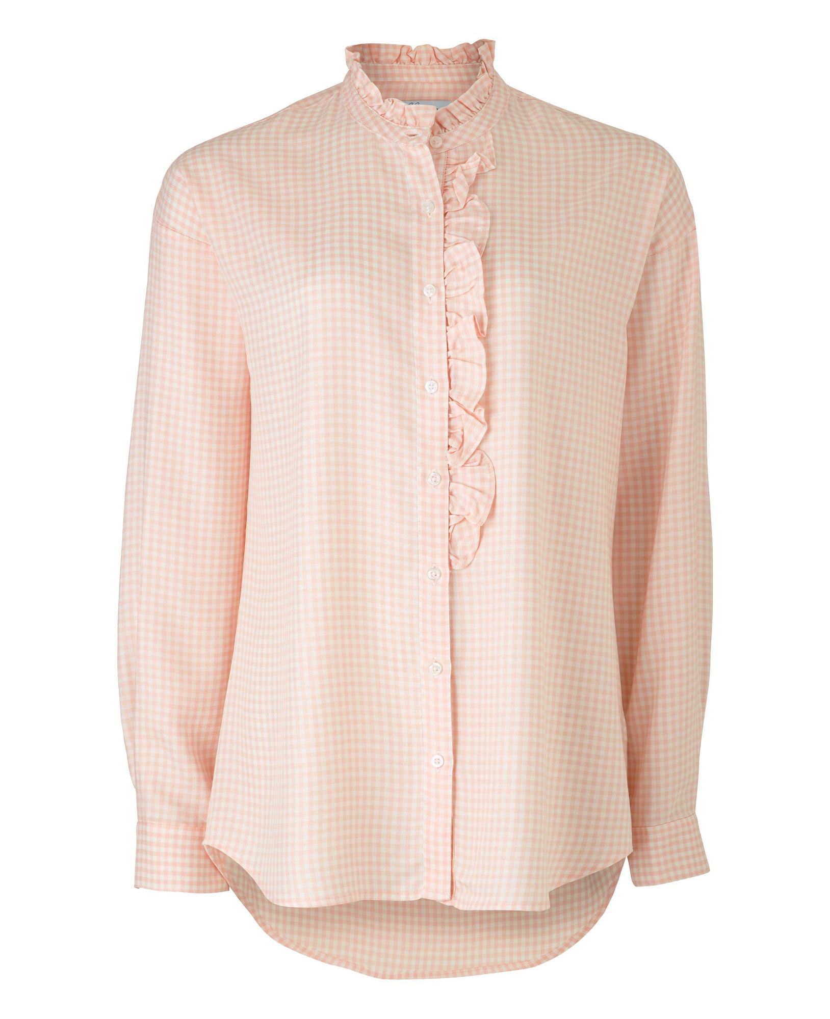 Pink Gingham Check Viscose Women's Shirt 14