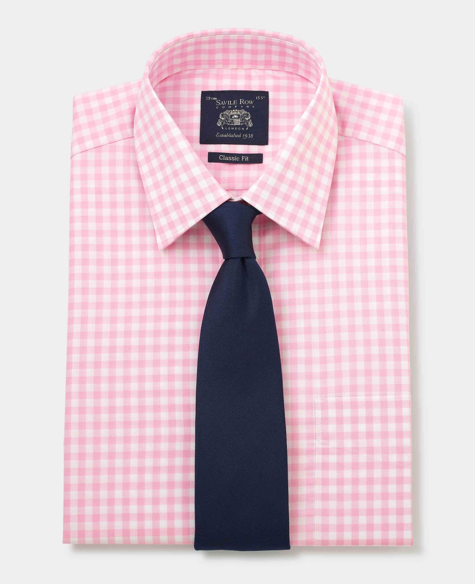 Pink White Check Classic Fit Shirt - Double Cuff 17