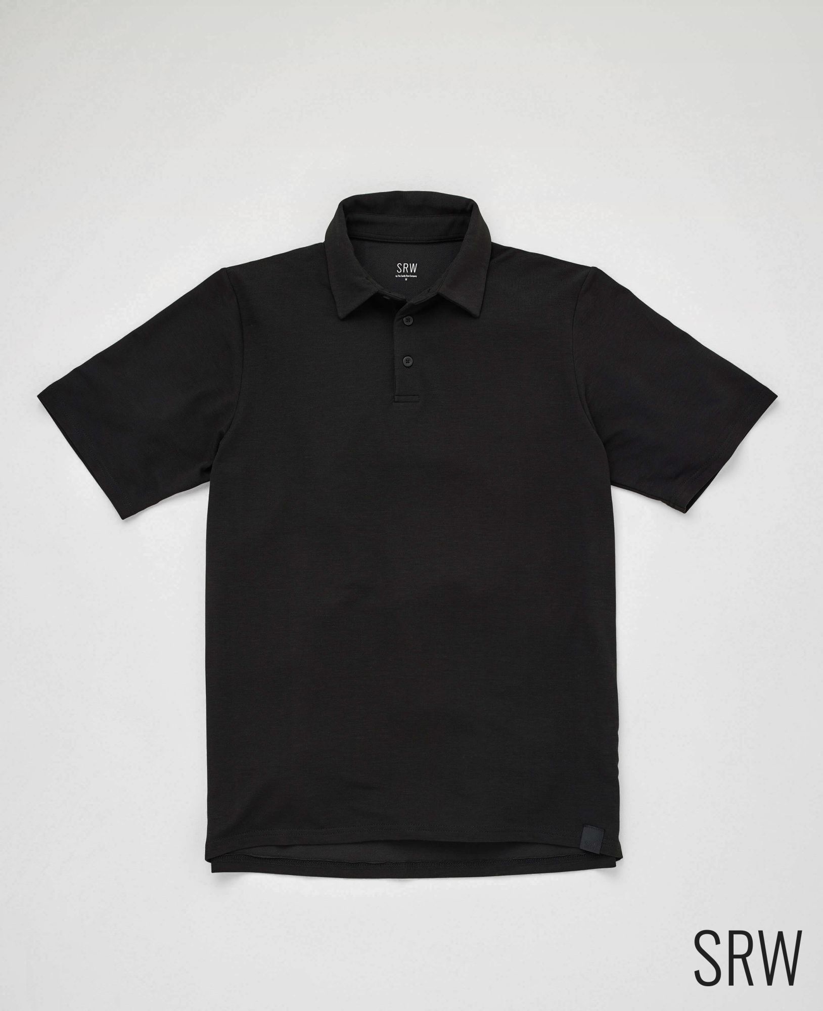 srw active non-iron black short sleeve polo shirt l
