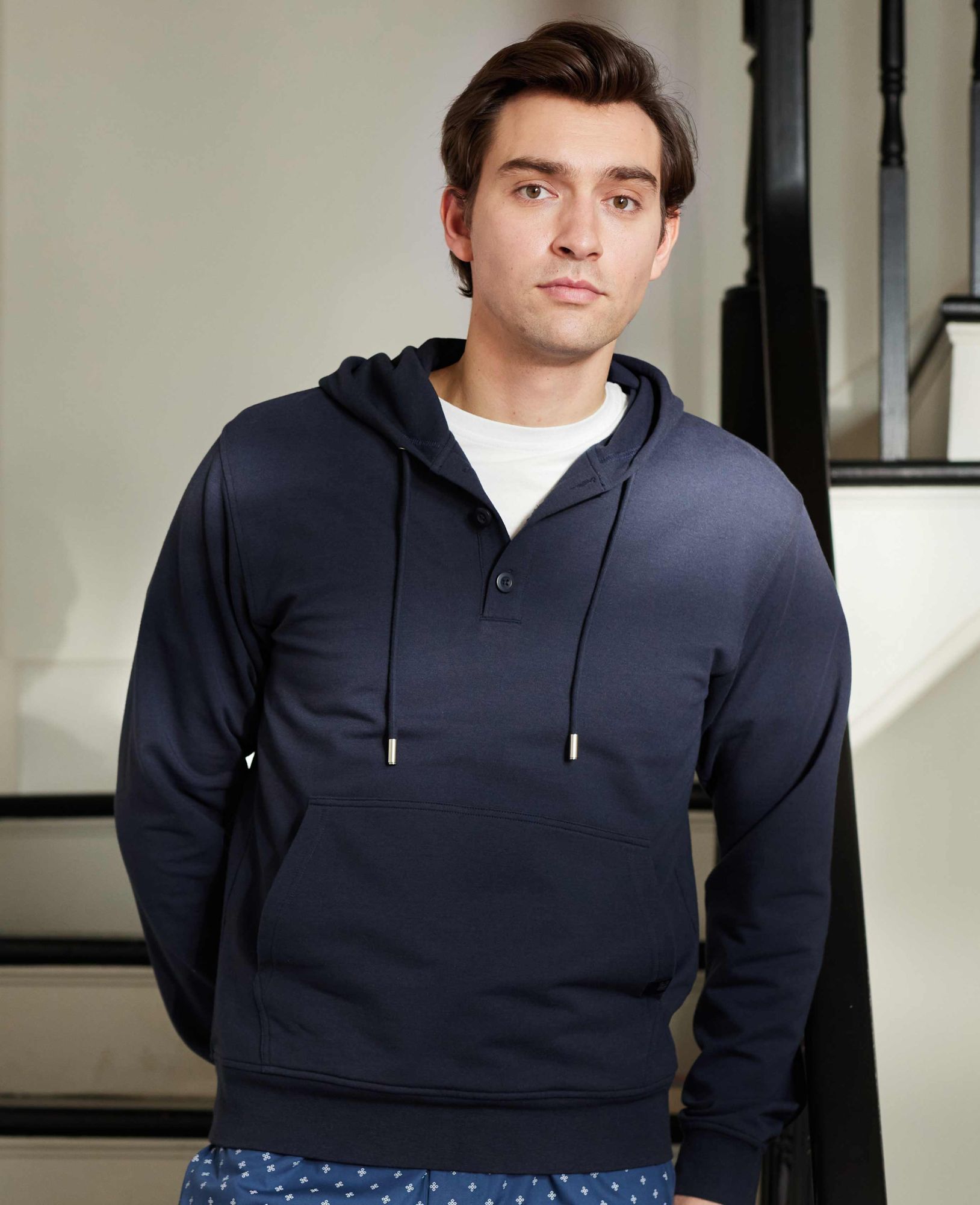 SRW Active Navy Loopback Stretch Cotton Hoodie S