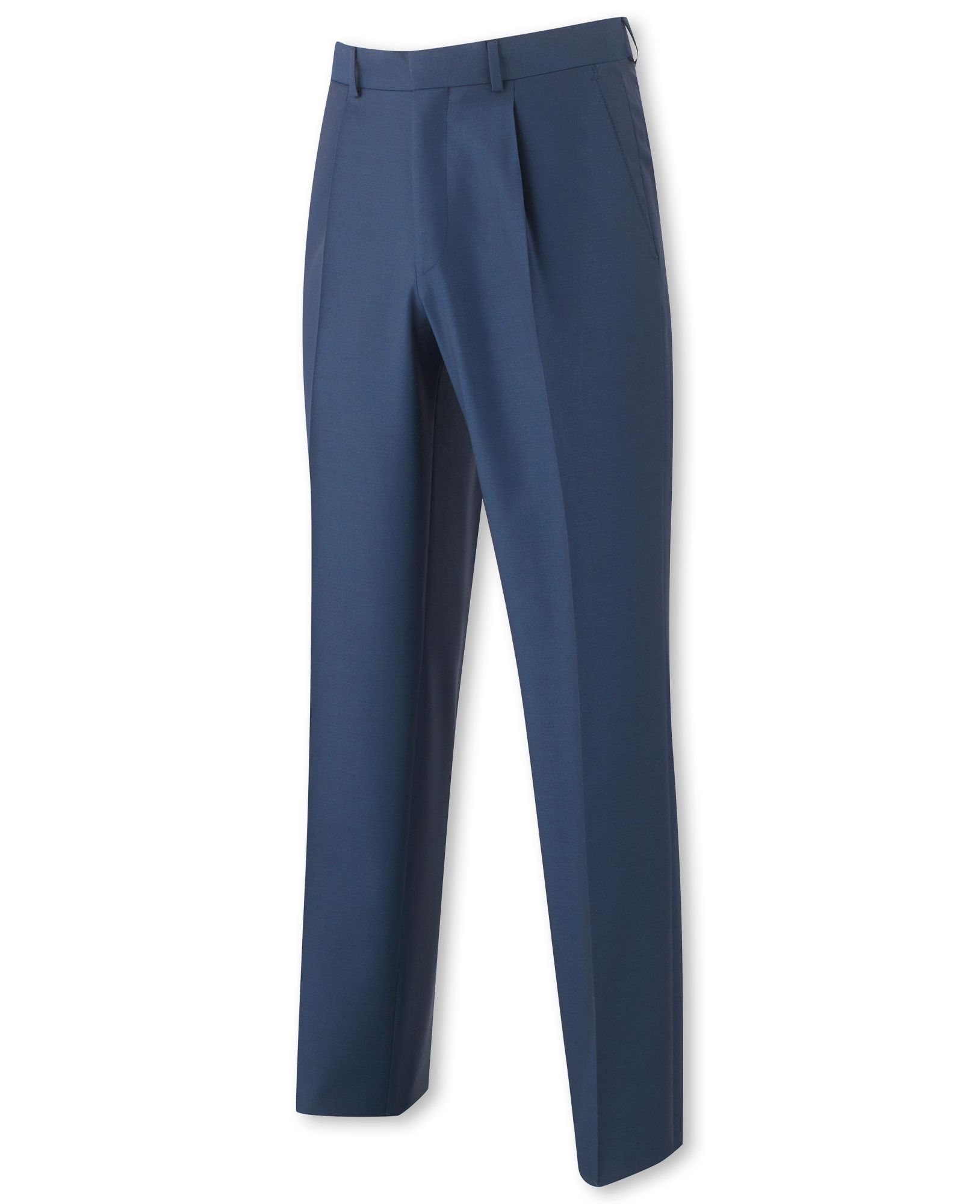 Bright Navy Classic Fit Pleated Trousers 30