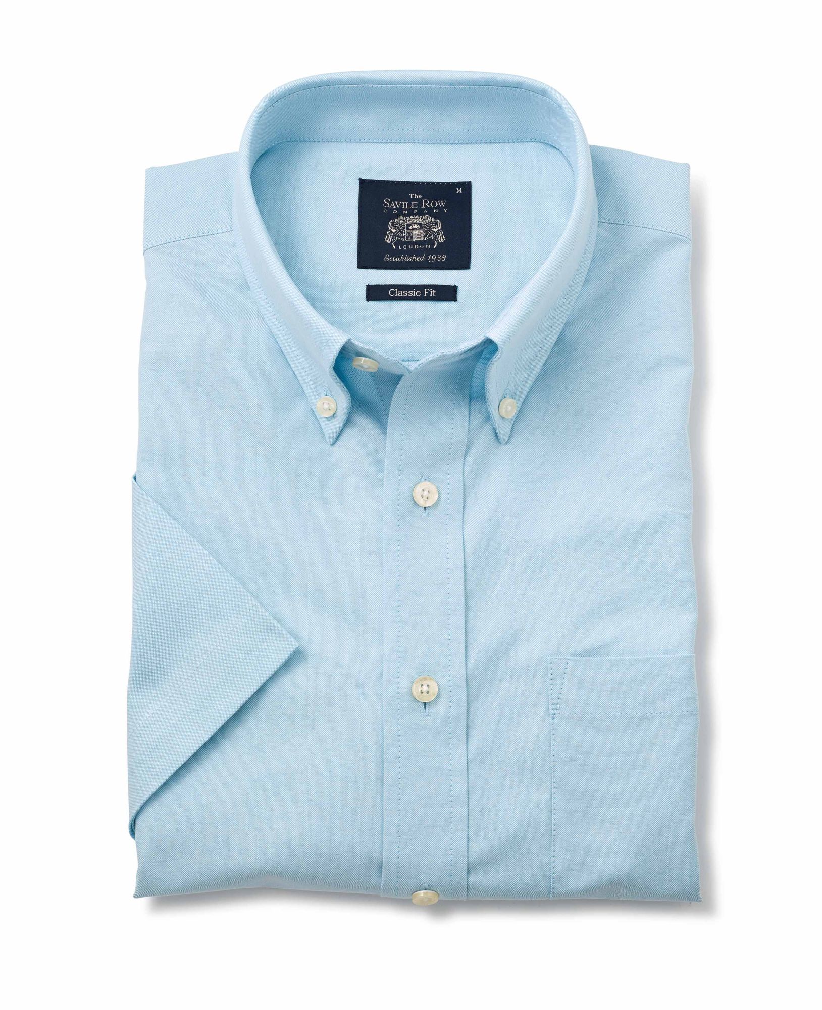 Turquoise Button-Down Short Sleeve Oxford Shirt S