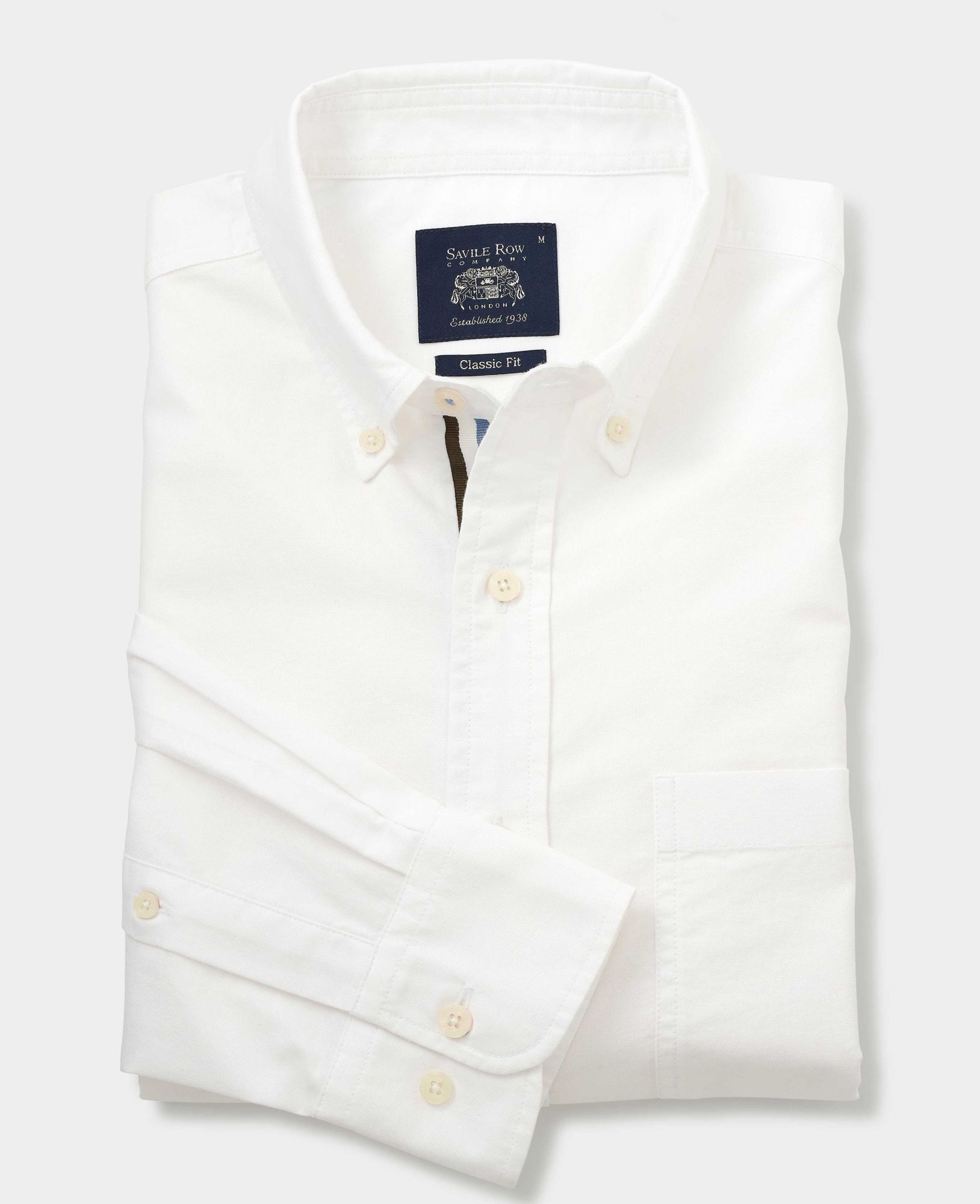 White Button-Down Oxford Shirt - Stripe Contrast Detail L Lengthen by 2