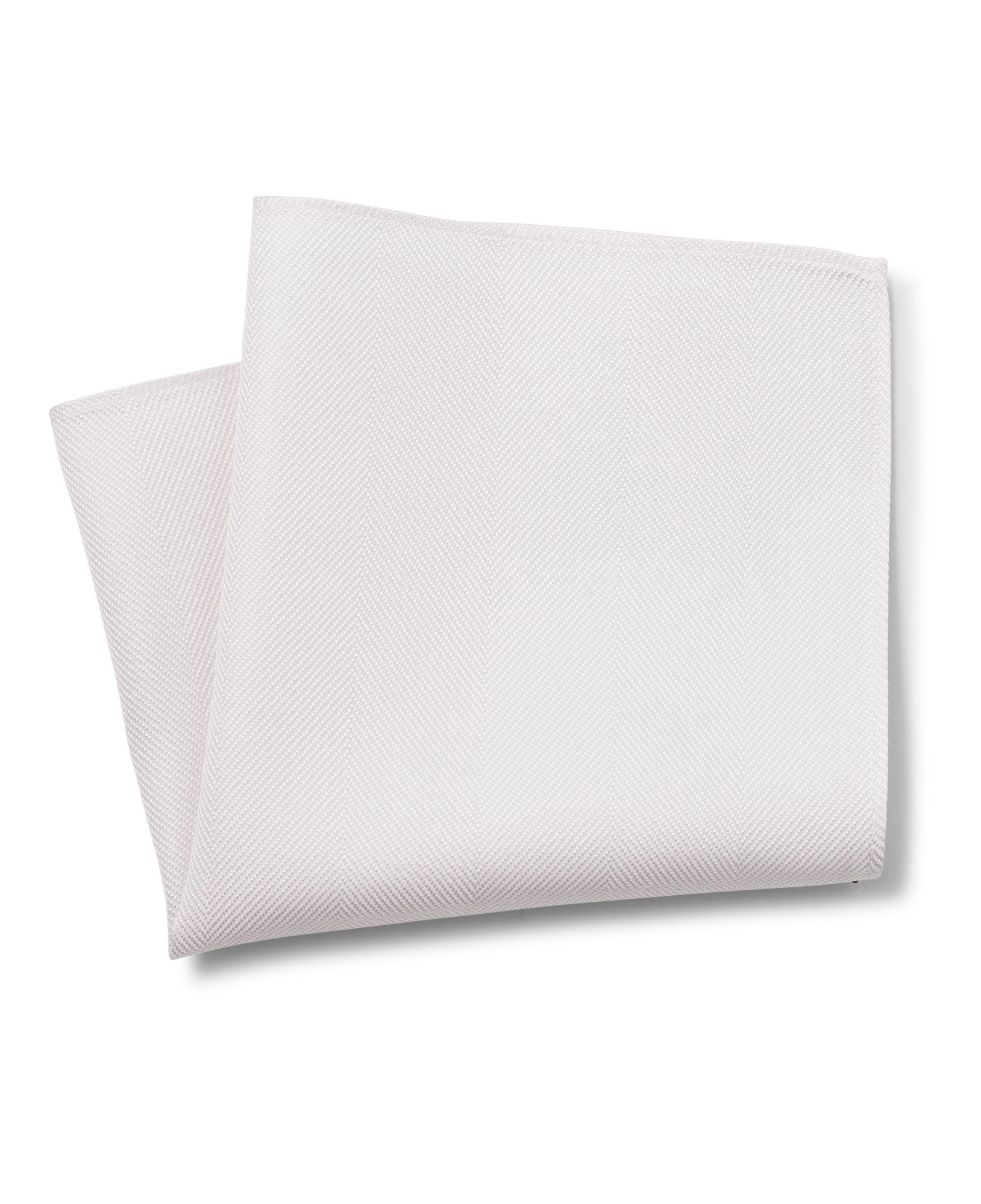 White Wide Herringbone Silk Pocket Square