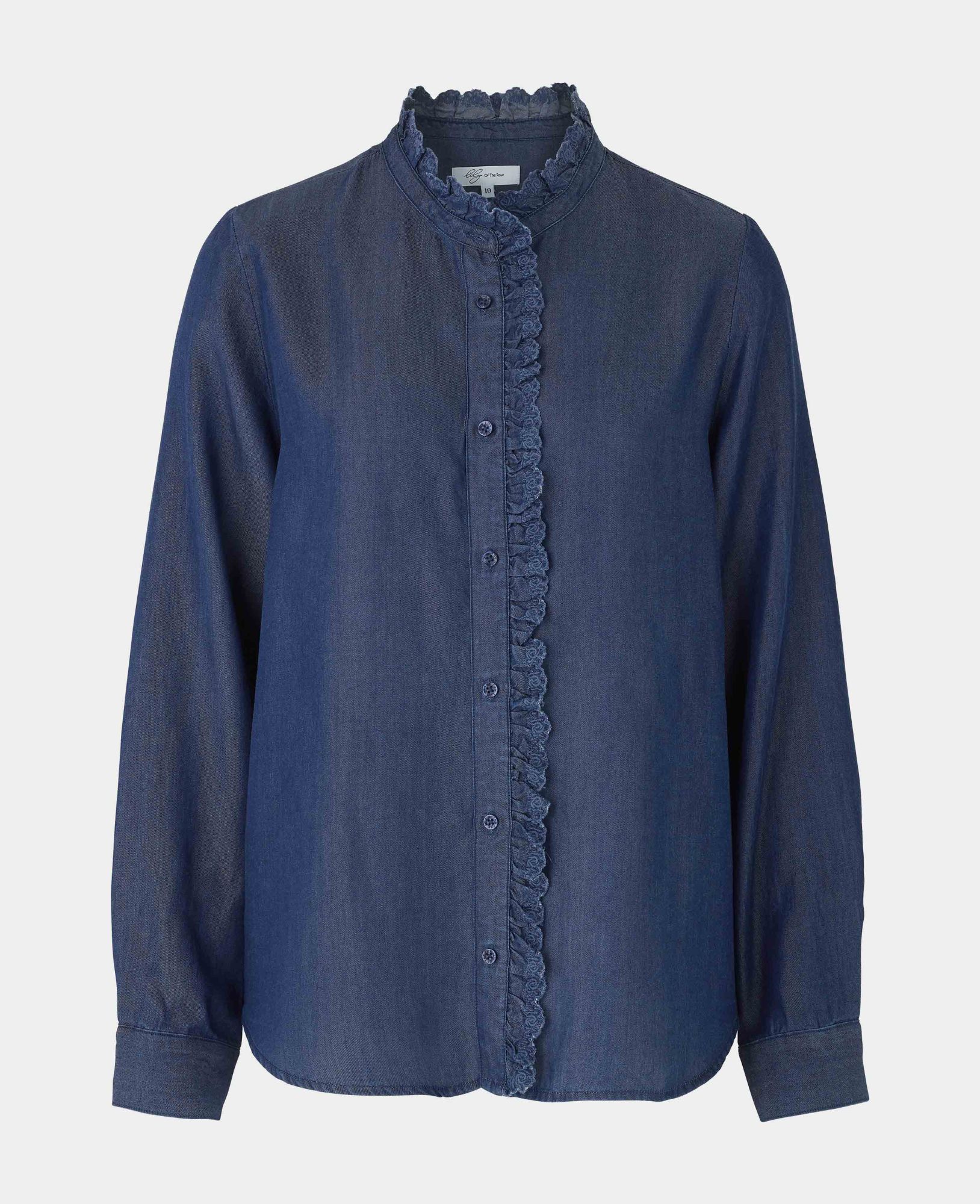 Women's Denim Blue Semi Fitted Frilly Shirt 12
