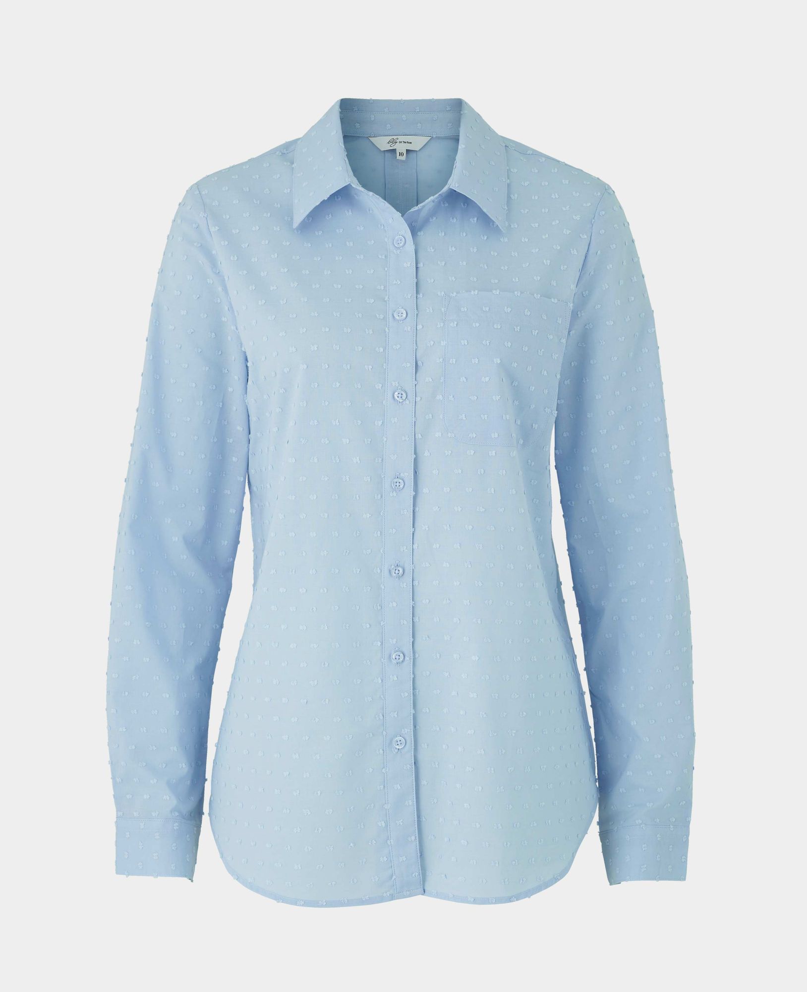 Women's Light Blue Dobby Spot Semi-Fitted Shirt 14