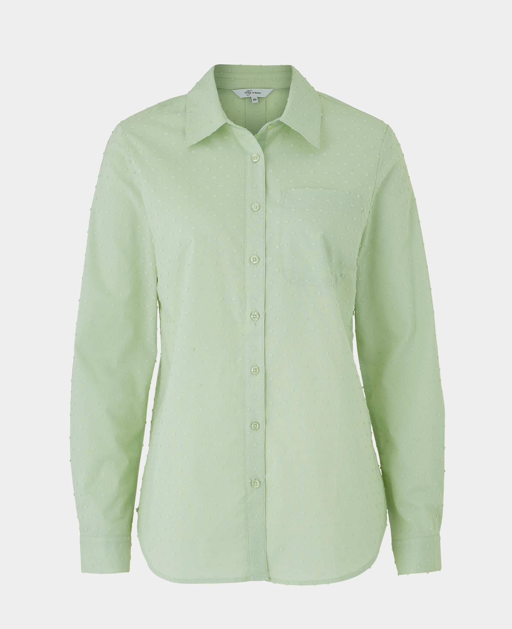 Women's Pale Green Dobby Spot Semi-Fitted Shirt 12