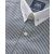 Dark Navy Reverse Stripe Slim Fit Pin Collar Formal Shirt - White Double cuffs & Collar