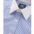 Blue White Stripe Classic Fit Non-Iron Shirt With White Collar & Cuffs - Double Cuff - Collar Detail - 2027BLW