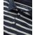 Navy White Stripe Long Sleeve Polo Shirt  - Collar Detail - MPL654NAW