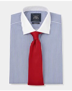 Blue Bengal Stripe Slim Fit Shirt - White Double cuffs & Collar