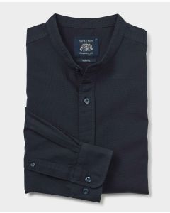 Navy Slim Fit Grandad Collar Shirt