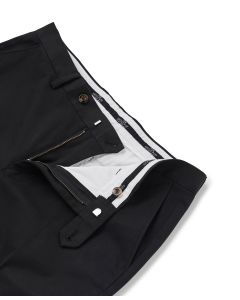 Black Flat Front Stretch Cotton Slim Fit Chinos - MCT332BLK - Large Image