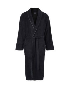 Black Fleece Supersoft Dressing Gown with Grey Piping