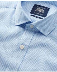 Blue Stretch Cotton Slim Fit Smart Casual Shirt