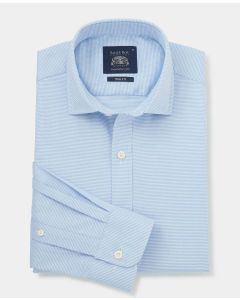 Blue Stretch Cotton Slim Fit Smart Casual Shirt