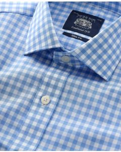 Blue White Check Slim Fit Shirt - Single Cuff