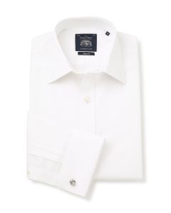 White Poplin Slim Fit Non-Iron Shirt - Double Cuff - 2032WHT