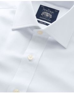 White Textured Cutaway Collar Slim Fit Shirt - Single Cuff - Collar Detail - 1347WHT
