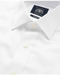 White Twill Classic Fit Shirt - Double Cuff - Collar Detail - 1363WHT