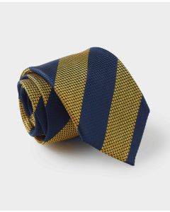 Yellow Navy Stripe Silk Tie