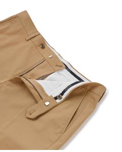 Tan Flat Front Stretch Cotton Slim Fit Chinos - MCT332TAN - Large Image