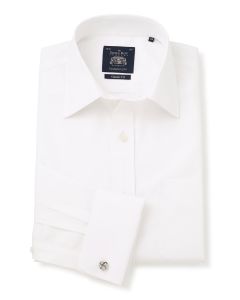 White Poplin Classic Fit Non-Iron Shirt - Single or Double Cuff