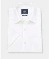 White Poplin Classic Fit Short Sleeve Shirt 