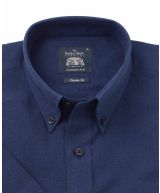 Navy Linen-Blend Classic Fit Short Sleeve Shirt - 1357NAVMSS - Large Image