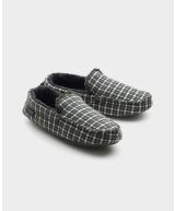 Black Check Moccasin Slippers